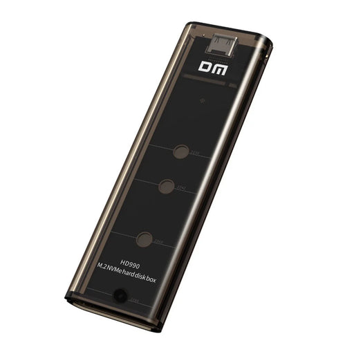 DM HD990 NVME M.2 SSD Enclosure Smart Sleep USB3.2 Gen2 10Gbps Type-C External Hard Drive Case - Dark Brown - 2
