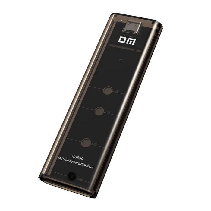 DM HD990 NVME M.2 SSD Enclosure Smart Sleep USB3.2 Gen2 10Gbps Type-C External Hard Drive Case - Dark Brown - 2