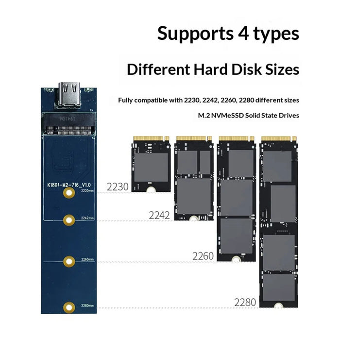 DM HD990 NVME M.2 SSD Enclosure Smart Sleep USB3.2 Gen2 10Gbps Type-C External Hard Drive Case - Dark Brown - 5