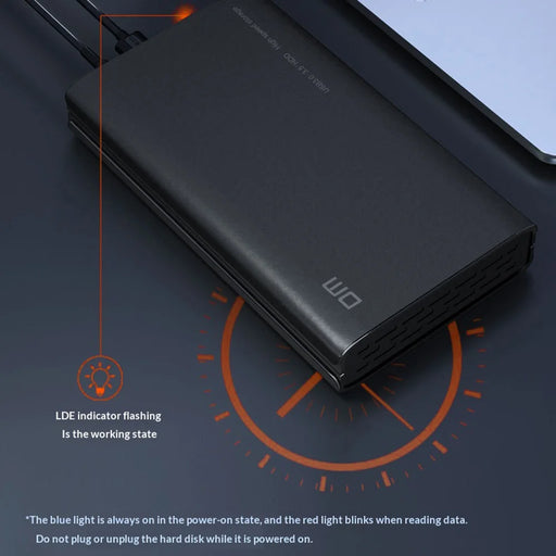 DM HD035 3.5 Inch USB3.0 SATA External Hard Drive Enclosure for HDD SSD up to 16TB - Black - 2