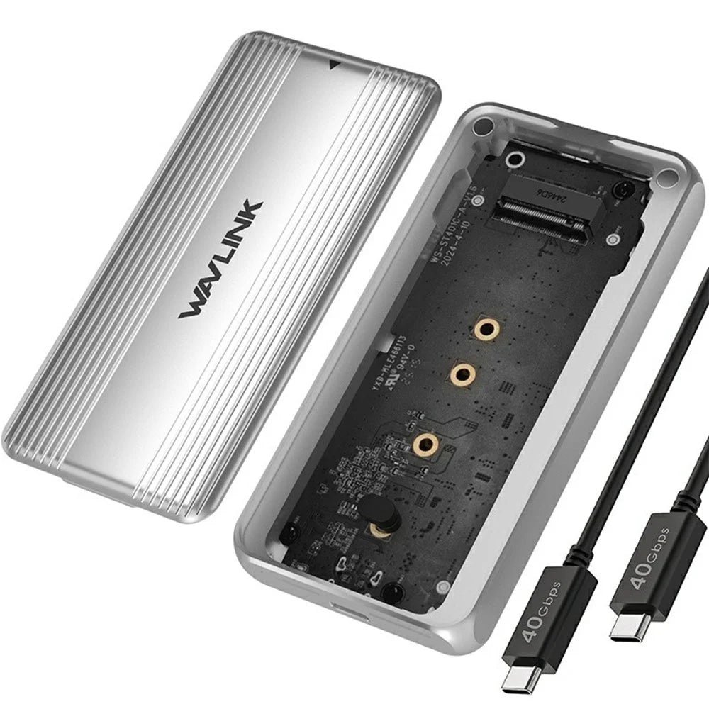 WAVLINK ST406C M.2 NVMe SSD Enclosure USB4 40Gbps Aluminum Alloy Hard Drive Case Support 2280  /  2260  /  2242  /  2230 - 2