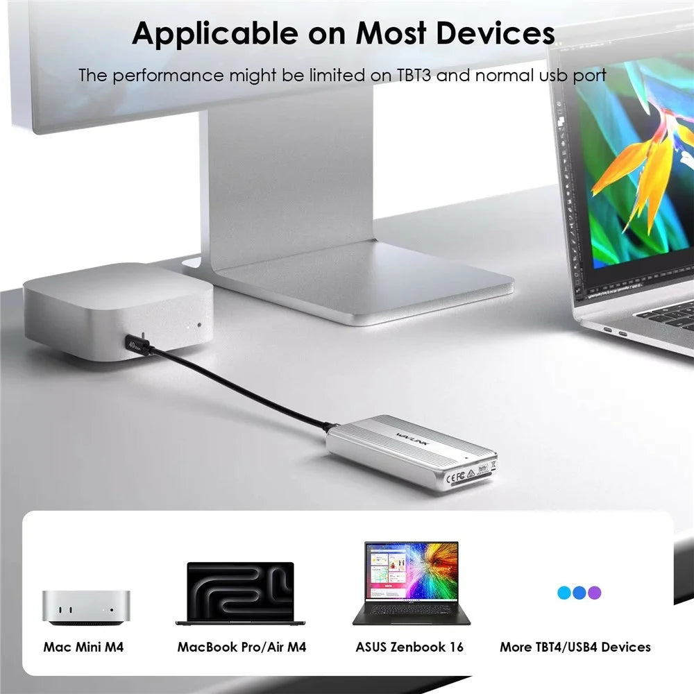 WAVLINK ST406C M.2 NVMe SSD Enclosure USB4 40Gbps Aluminum Alloy Hard Drive Case Support 2280  /  2260  /  2242  /  2230 - 6