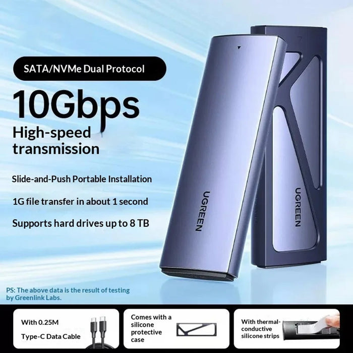 UGREEN CM578 M.2 NVMe / SATA Dual Protocol SSD Enclosure 10Gbps USB-C 3.2 Gen2, Support 8TB Max - 4