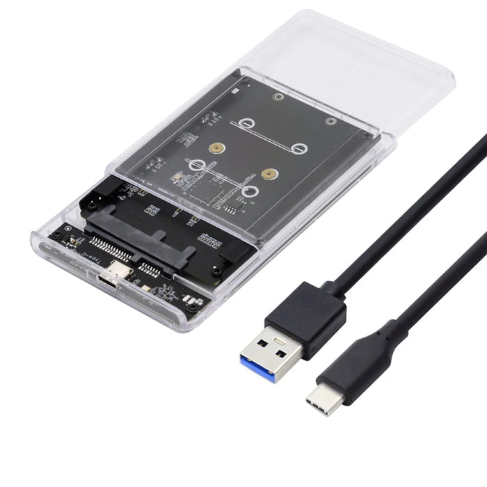 SA-031+UC-079 Dual NGFF B+M-Key M.2 SSD Card JOBD Raid0 Span Bridge to USB3.0 Type-C USB-C 2.5inch SATA Combo Enclosure - 1