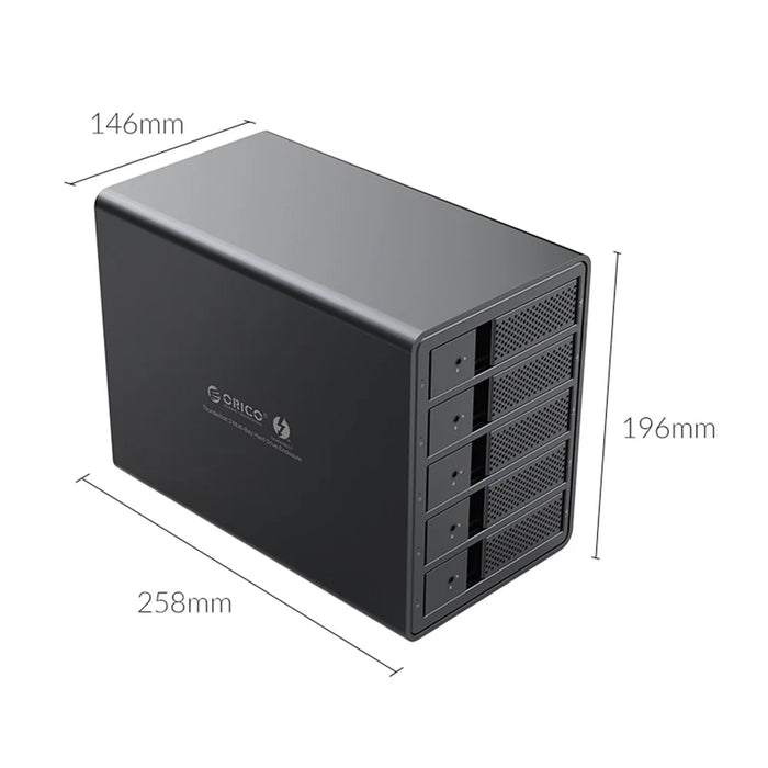 ORICO 9558T3 Thunderbolt 3 Aluminum Alloy 5-Bay 3.5-inch Hard Drive Enclosure - 3