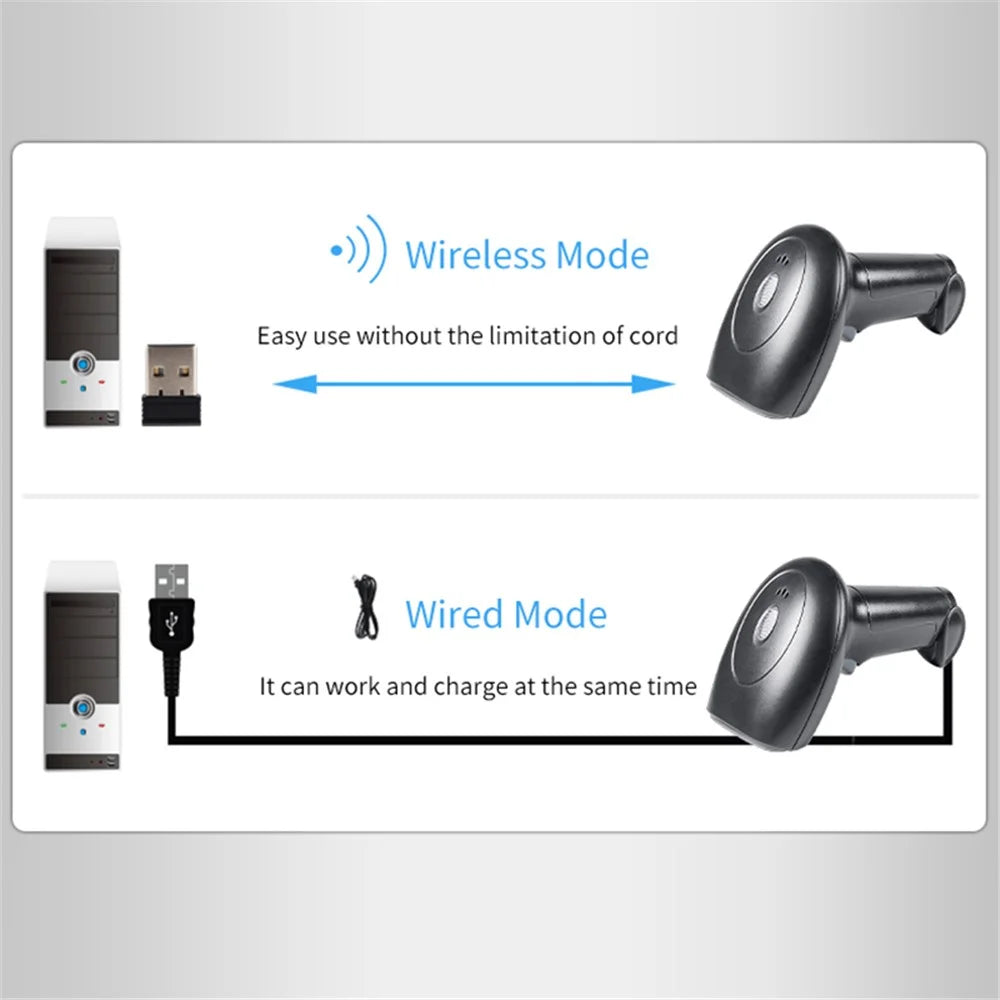 WHS22 Bluetooth-compatible 2.4G Wireless Barcode QR Code Scanner Handheld Bar Code Reader - 5