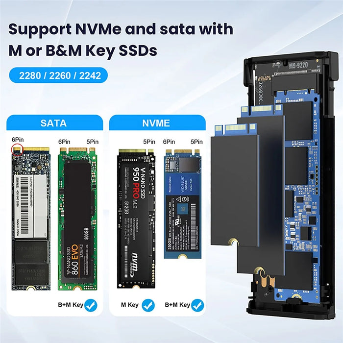 UC-145-20G RTL9220 Type-C USB3.2 USB4 20Gbps to M-Key M.2 NGFF NVME SATA SSD PCBA Enclosure - 2