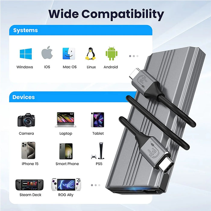 UC-145-20G RTL9220 Type-C USB3.2 USB4 20Gbps to M-Key M.2 NGFF NVME SATA SSD PCBA Enclosure - 3