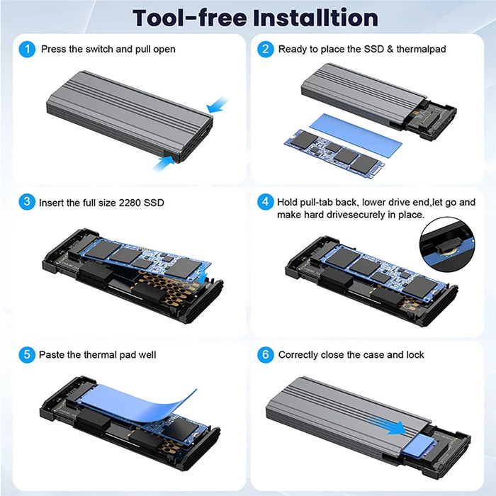 UC-145-20G RTL9220 Type-C USB3.2 USB4 20Gbps to M-Key M.2 NGFF NVME SATA SSD PCBA Enclosure - 5