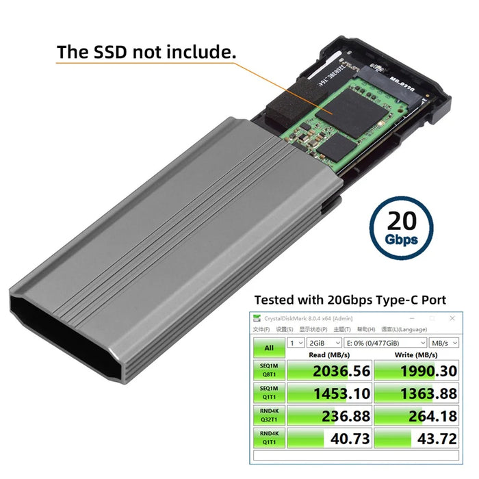 UC-145-20G RTL9220 Type-C USB3.2 USB4 20Gbps to M-Key M.2 NGFF NVME SATA SSD PCBA Enclosure - 6