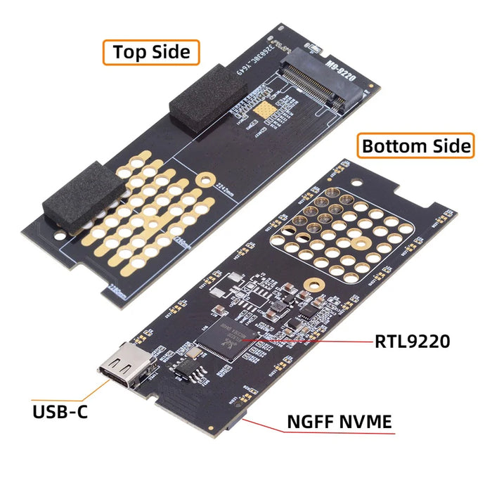 UC-145-20G RTL9220 Type-C USB3.2 USB4 20Gbps to M-Key M.2 NGFF NVME SATA SSD PCBA Enclosure - 7