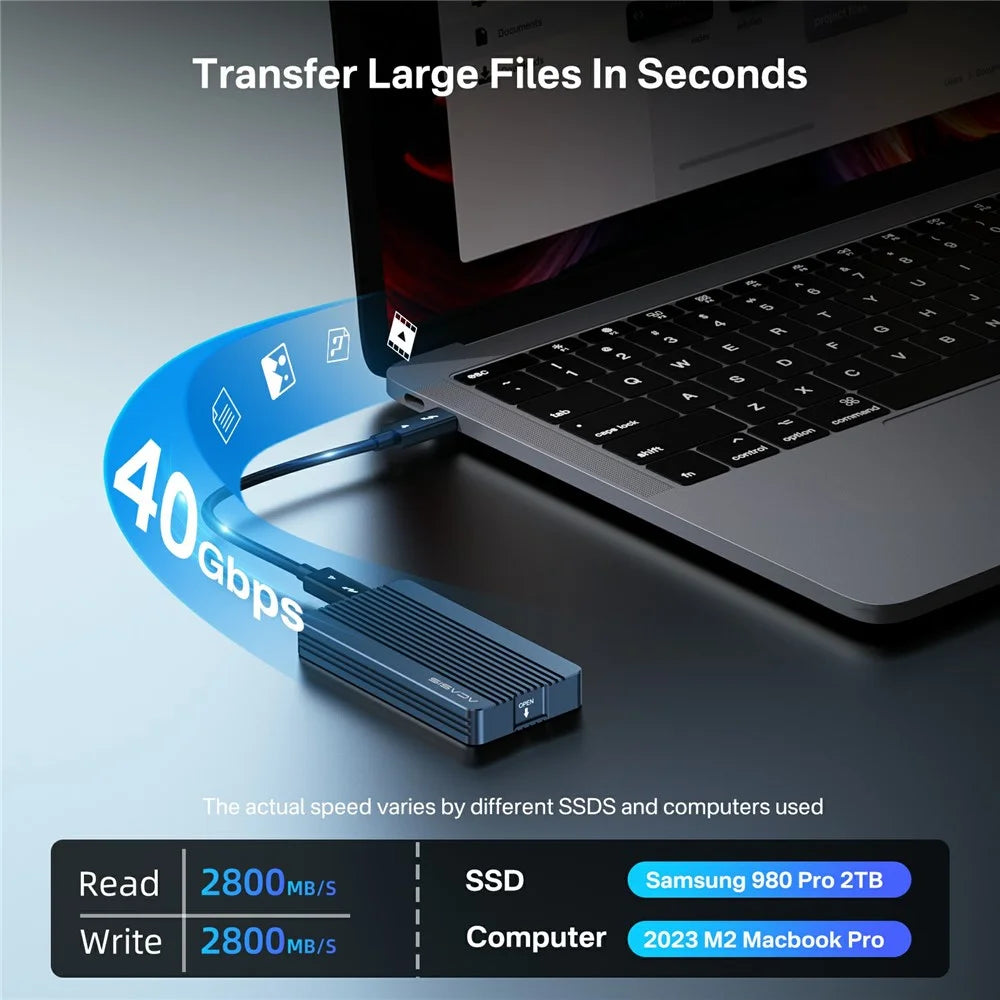 ACASIS TBU405 Air 40Gbps M.2 Nvme SSD Enclosure Compatible with Thunderbolt 4 / 3 USB4 for M-Key B+M 2280 SSD - 3