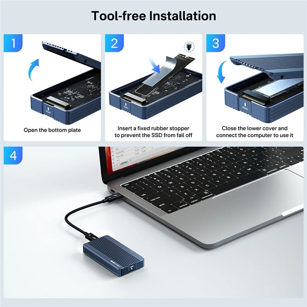ACASIS TBU405 Air 40Gbps M.2 Nvme SSD Enclosure Compatible with Thunderbolt 4 / 3 USB4 for M-Key B+M 2280 SSD - 5