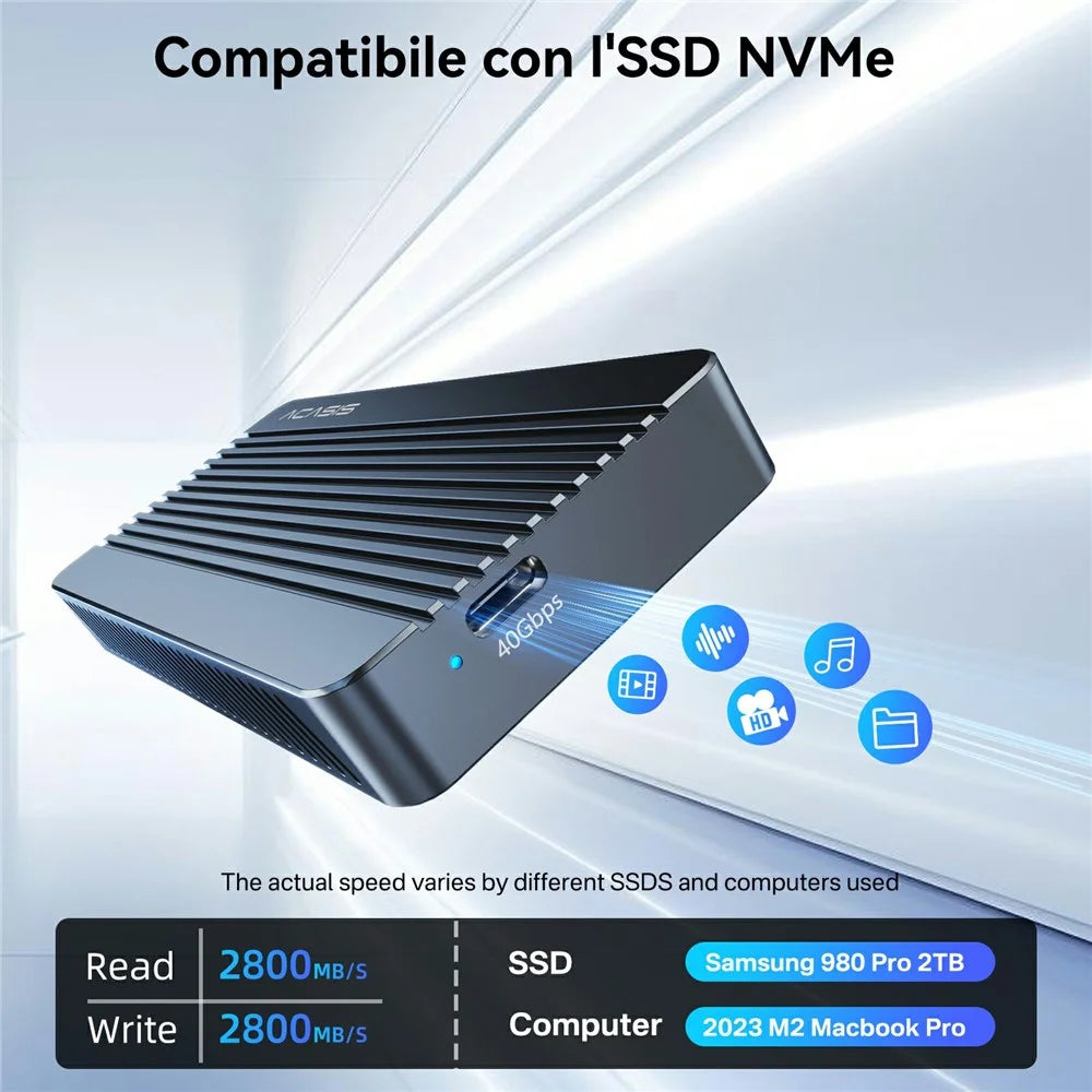 ACASIS TBU405M1 40Gbps M.2 Nvme SSD Enclosure for M1 M2 Pro / Max Compatible with USB4 / 3.2 / 3.1 / 3.0 / 2.0 - 3