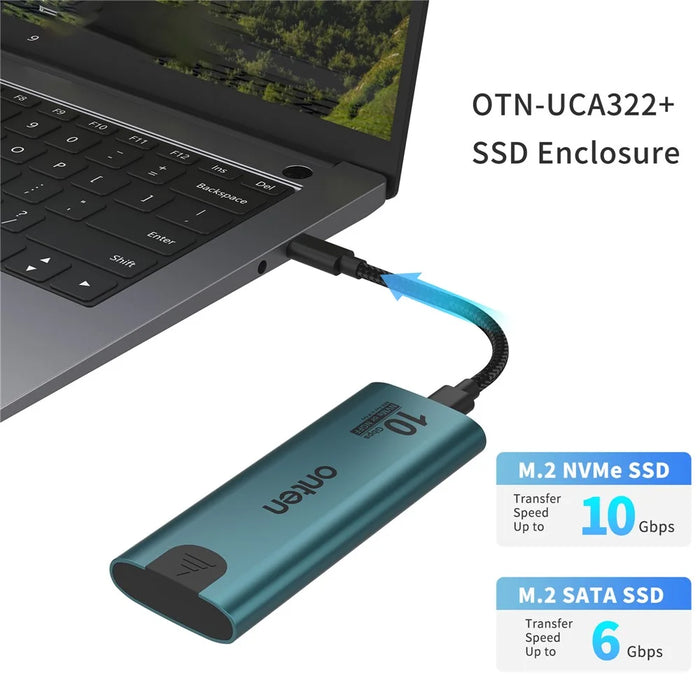 ONTEN UCA322+ 10Gbps USB 3.2 Gen 2 Type C M.2 Nvme NGFF SSD Enclosure for Windows Mac Linux Android - 2