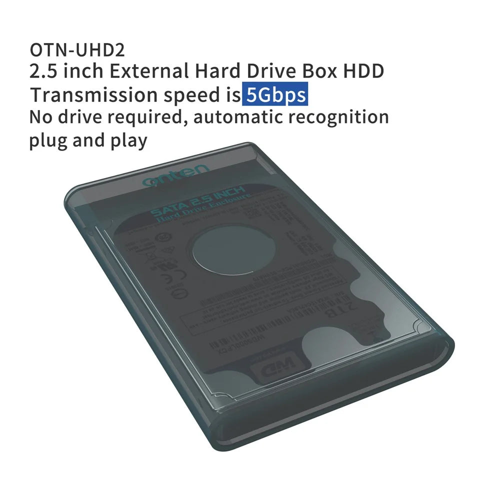 ONTEN UHD2 2.5 Inch External Hard Drive Enclosure Plug and Play 5Gbps High Speed USB 3.0 HDD - 4