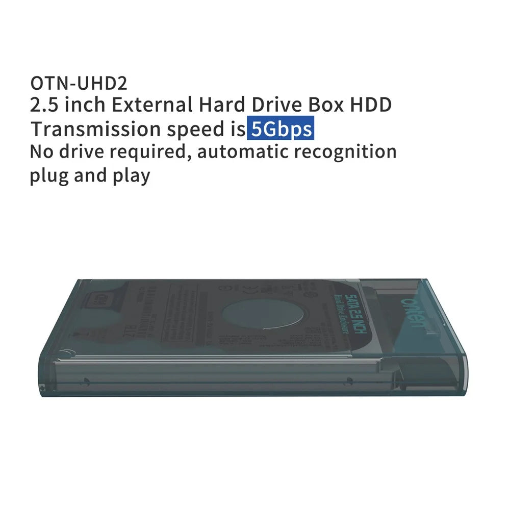 ONTEN UHD2 2.5 Inch External Hard Drive Enclosure Plug and Play 5Gbps High Speed USB 3.0 HDD - 5