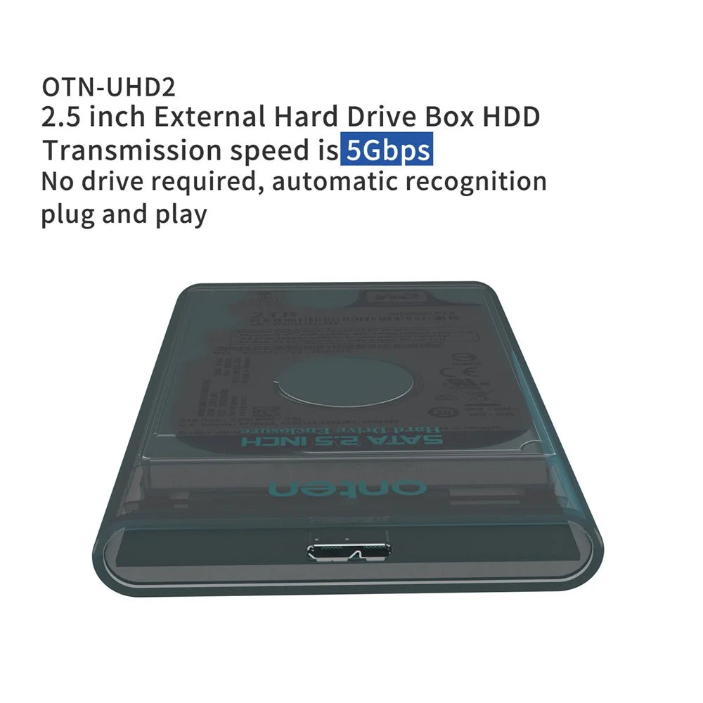 ONTEN UHD2 2.5 Inch External Hard Drive Enclosure Plug and Play 5Gbps High Speed USB 3.0 HDD - 6