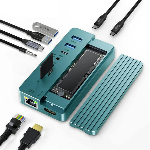 ONTEN OTN-UC966 10 in 1 USB-C Hub M.2 SSD Enclosure 10Gbps High-Speed Data Transfer Docking Station - 2