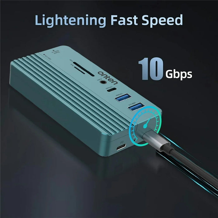 ONTEN OTN-UC966 10 in 1 USB-C Hub M.2 SSD Enclosure 10Gbps High-Speed Data Transfer Docking Station - 3