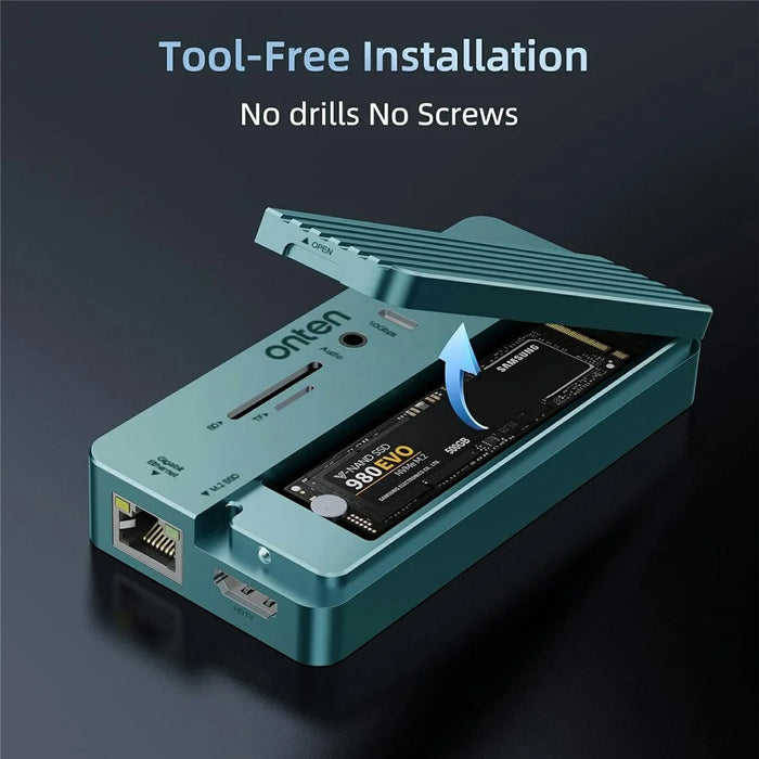 ONTEN OTN-UC966 10 in 1 USB-C Hub M.2 SSD Enclosure 10Gbps High-Speed Data Transfer Docking Station - 6