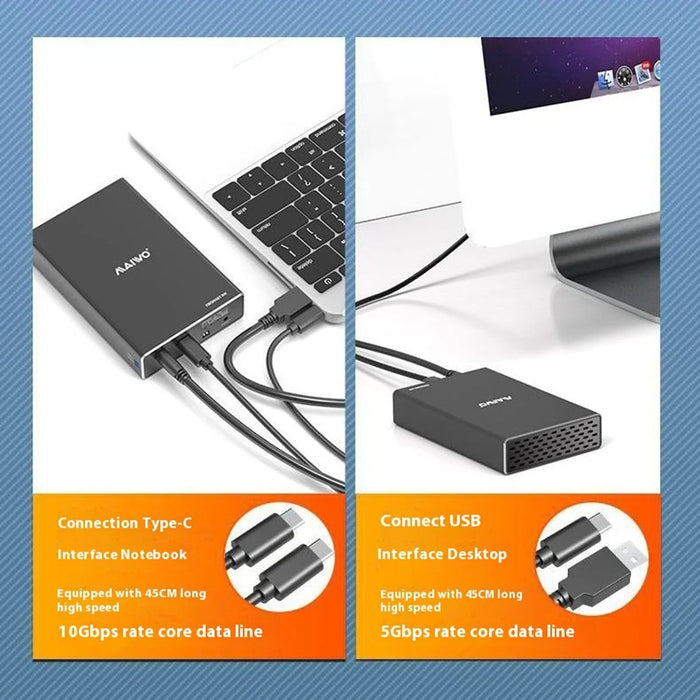 MAIWO K25272C 2.5 Inch Dual Bay External Hard Drive Enclosure RAID Array Box Type C 3.1 SSD Enclosure - 6