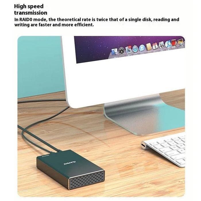 MAIWO K25272C 2.5 Inch Dual Bay External Hard Drive Enclosure RAID Array Box Type C 3.1 SSD Enclosure - 7