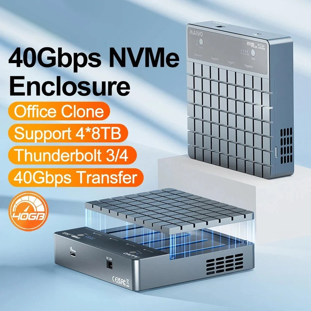 MAIWO K2024P USB 4.0 M.2 Nvme SSD Hard Drive Duplicator 40Gbps Transfer Speed Offline Clone Docking Station - EU Plug - 3