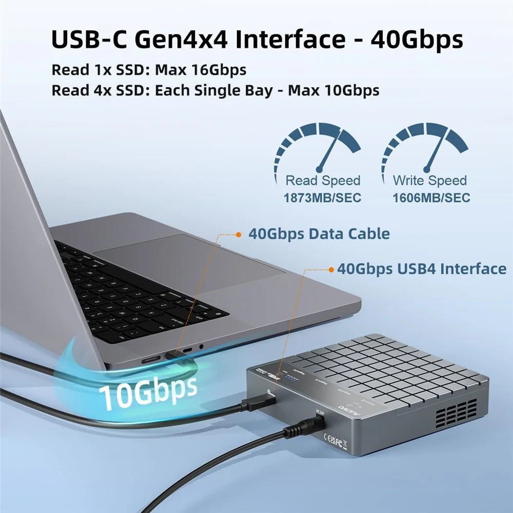 MAIWO K2024P USB 4.0 M.2 Nvme SSD Hard Drive Duplicator 40Gbps Transfer Speed Offline Clone Docking Station - EU Plug - 5