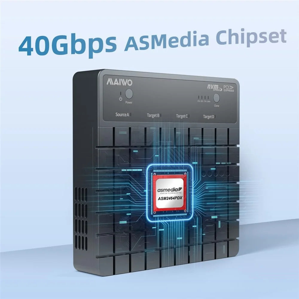 MAIWO K2024P USB 4.0 M.2 Nvme SSD Hard Drive Duplicator 40Gbps Transfer Speed Offline Clone Docking Station - EU Plug - 6