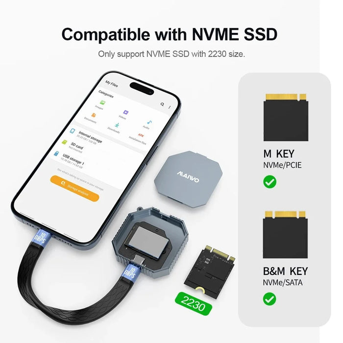 MAIWO K1724P Magnetic External SSD Enclosure for Steam Deck  /  PS5  /  Xbox M.2 Nvme 2230 SSD Case - 4