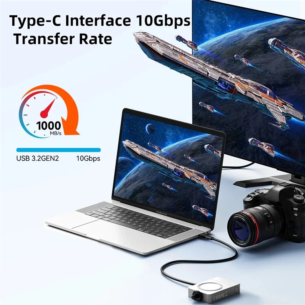 MAIWO K1728P2 M.2 NVME SSD External Enclosure Portable Type C 10Gbps PTZ Camera Hard Drive Case - 4