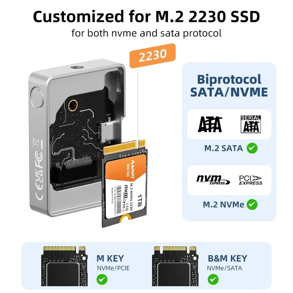 MAIWO K1728P2 M.2 NVME SSD External Enclosure Portable Type C 10Gbps PTZ Camera Hard Drive Case - 5