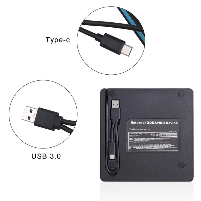 BT686 External DVD Drive USB 3.0  /  Type-C Portable Optical Drive  /  CD Burner for Desktop  /  Laptop - 3