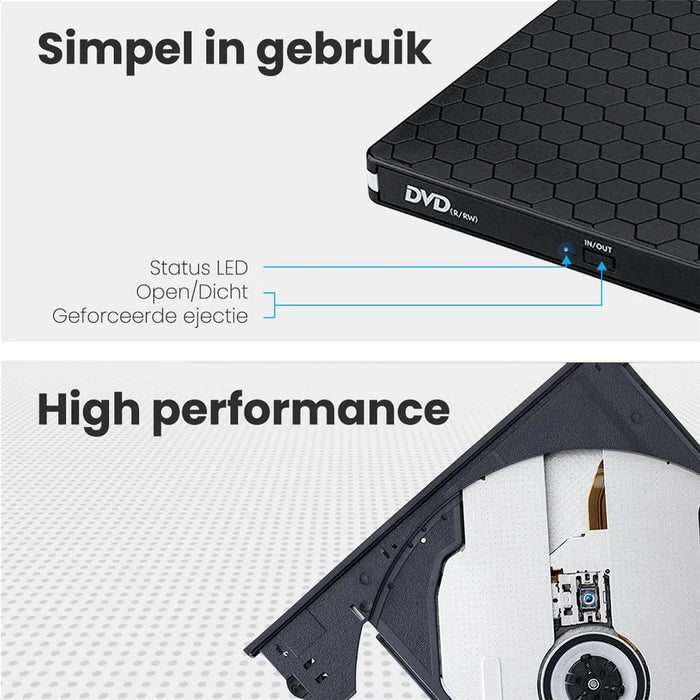 BT686 External DVD Drive USB 3.0  /  Type-C Portable Optical Drive  /  CD Burner for Desktop  /  Laptop - 5