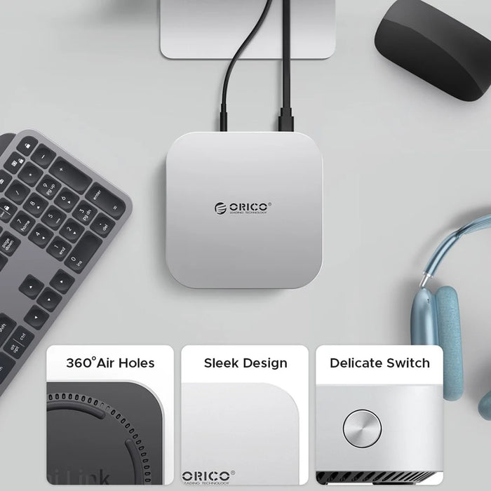 ORICO-M49P 10Gbps 9 in 1 MiniLink Desktop SSD Expansion Dock with 360° Ventilation Holes - White  /  UK Plug - 3