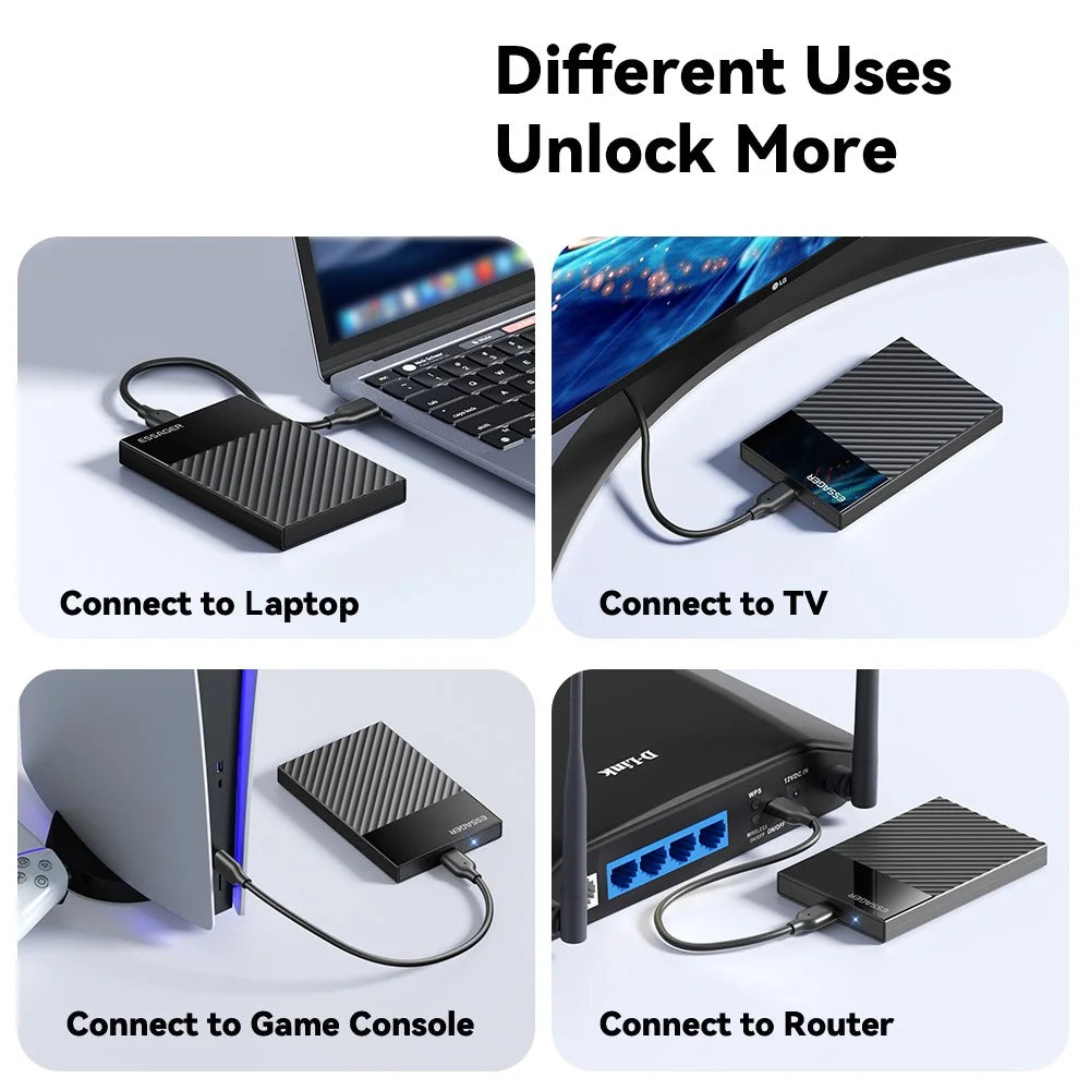 ESSAGER 2.5 Inch SATA 3.0 Hard Drive Enclosure USB 3.0 5Gbps UASP TRIM Hard Disk Case for HDD SSD - 4