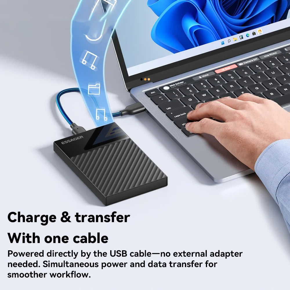ESSAGER 2.5 Inch SATA 3.0 Hard Drive Enclosure USB 3.0 5Gbps UASP TRIM Hard Disk Case for HDD SSD - 7