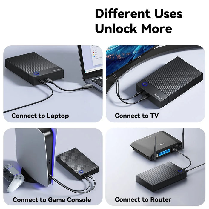 ESSAGER 3.5 Inch SATA 3.0 HDD SSD Enclosure 5Gbps USB 3.0 External Hard Drive Case - US Plug - 5