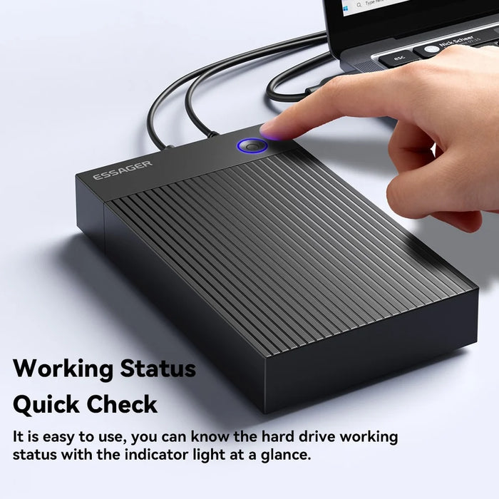 ESSAGER 3.5 Inch SATA 3.0 HDD SSD Enclosure 5Gbps USB 3.0 External Hard Drive Case - US Plug - 7
