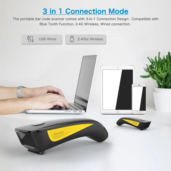 NETUM C750 Wireless Barcode Scanner 2.4G/Bluetooth-compatible/USB Wired 3 Modes 1D 2D QR Code Reader - 5
