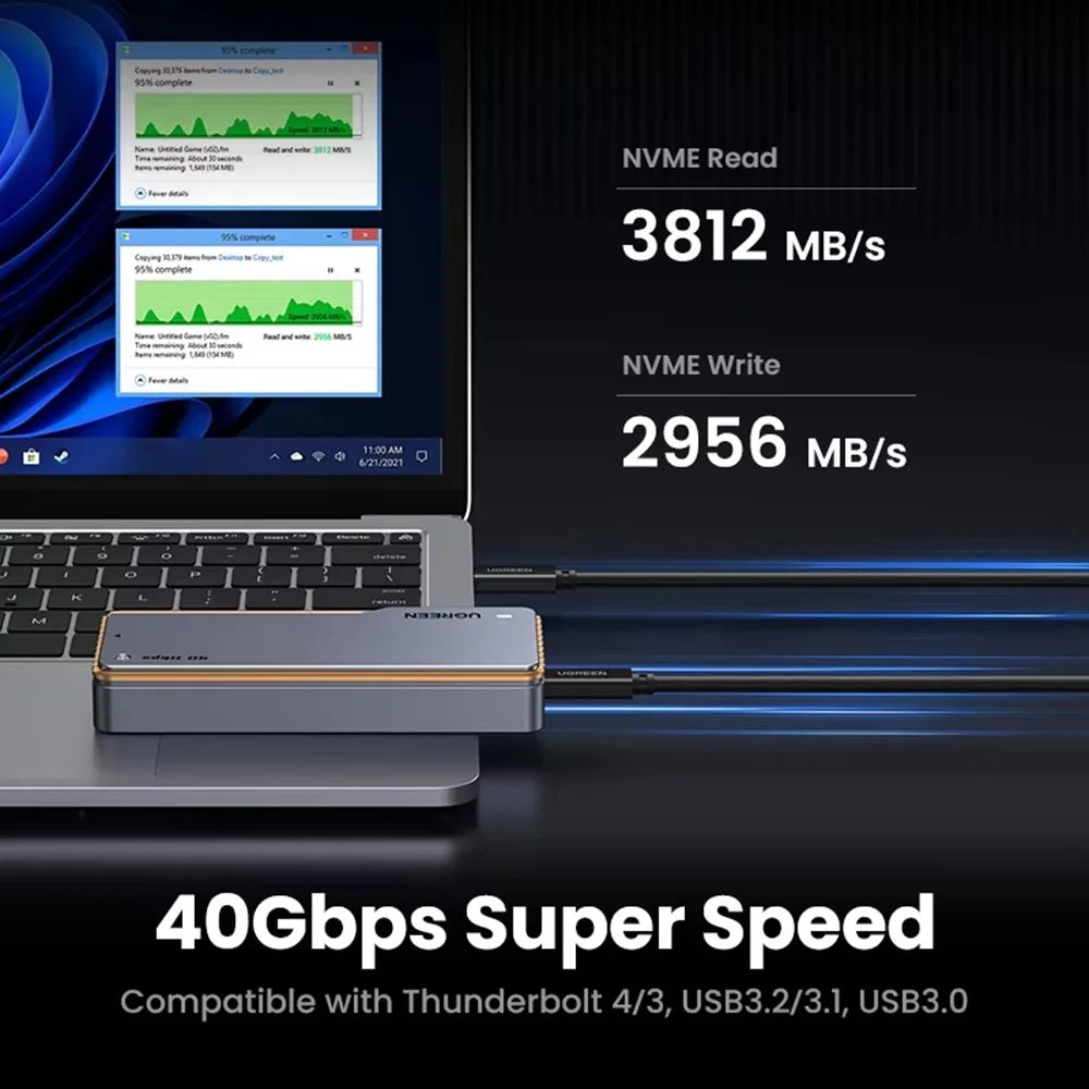 UGREEN CM642-15976 USB 4.0 SSD Enclosure Case 40Gbps M.2 NVMe Hard Disk Case with Turbofan for Mac Windows - 4