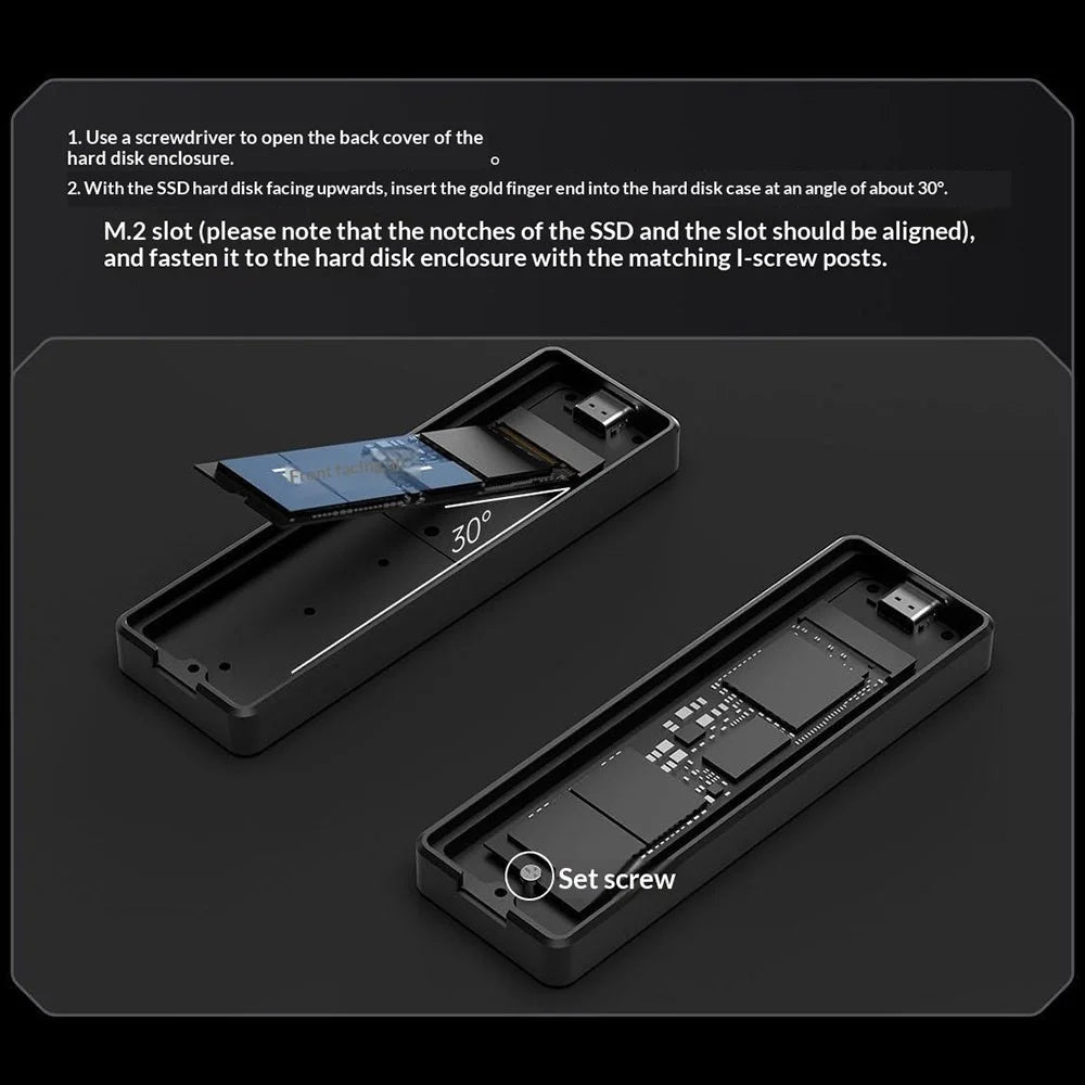 THERMALRIGHT HR-EB109 C M.2 NVMe SSD Enclosure USB 3.2 Gen2 10Gbps Type-C Cable Aluminum Alloy CNC External Hard Drive Case - Black - 7
