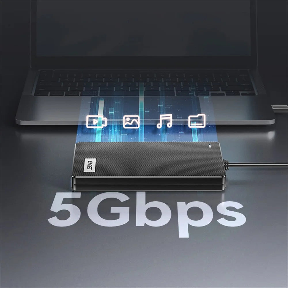 EAGET CE10 2.5 Inch HDD Enclosure USB3.0 SATA External Hard Drive Case with USB-A Cable - Black - 3