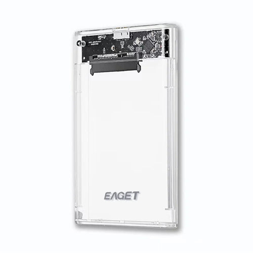 EAGET E10 2.5 Inch SSD HDD Enclosure SATA to USB 3.0 Transparent Tool-Free Installation Hard Drive Enclosure - Black - 1