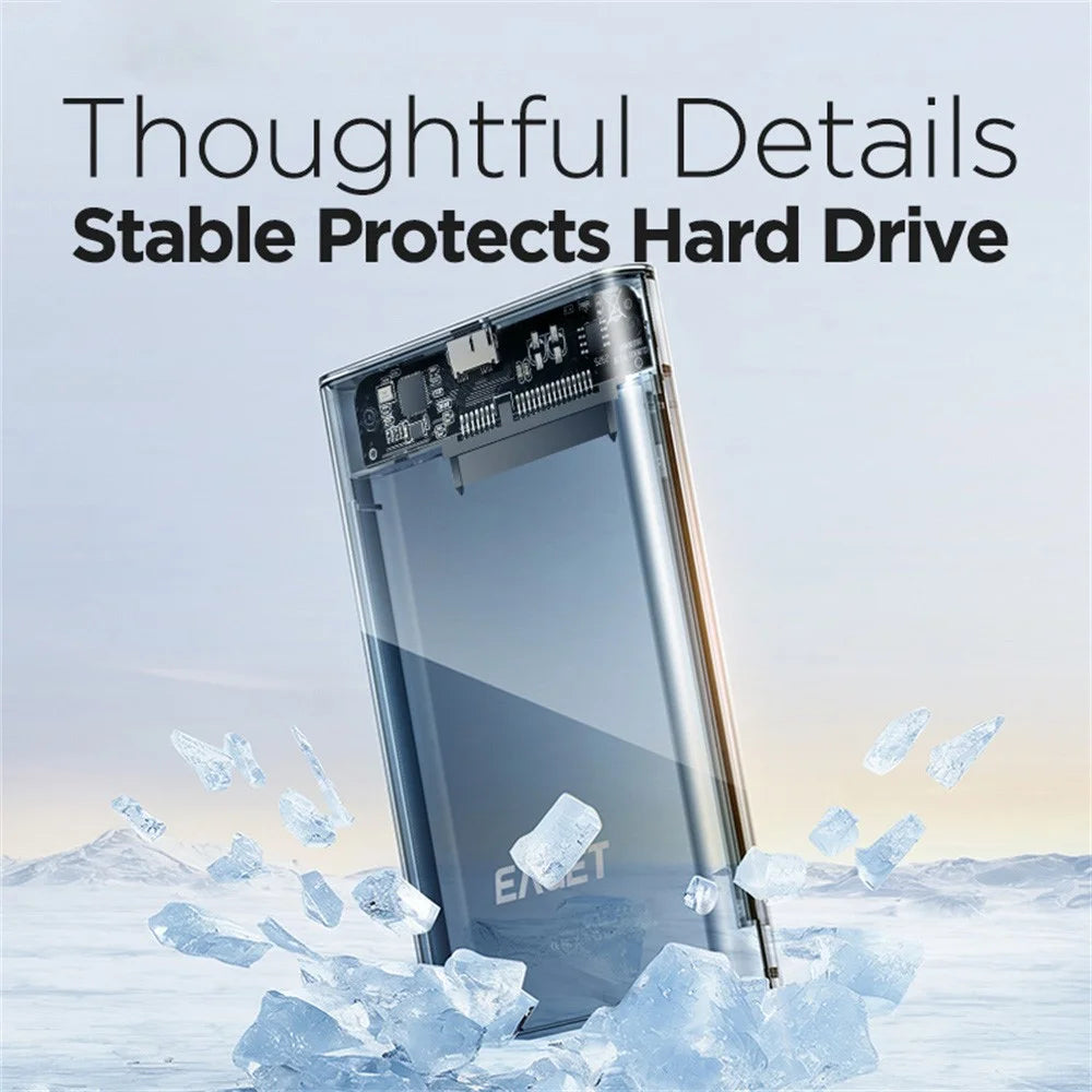 EAGET E15 2.5 Inch SATA SSD & HDD USB 3.0 External Hard Drive Enclosure Transparent PC Hard Drive Case - Transparent - 3