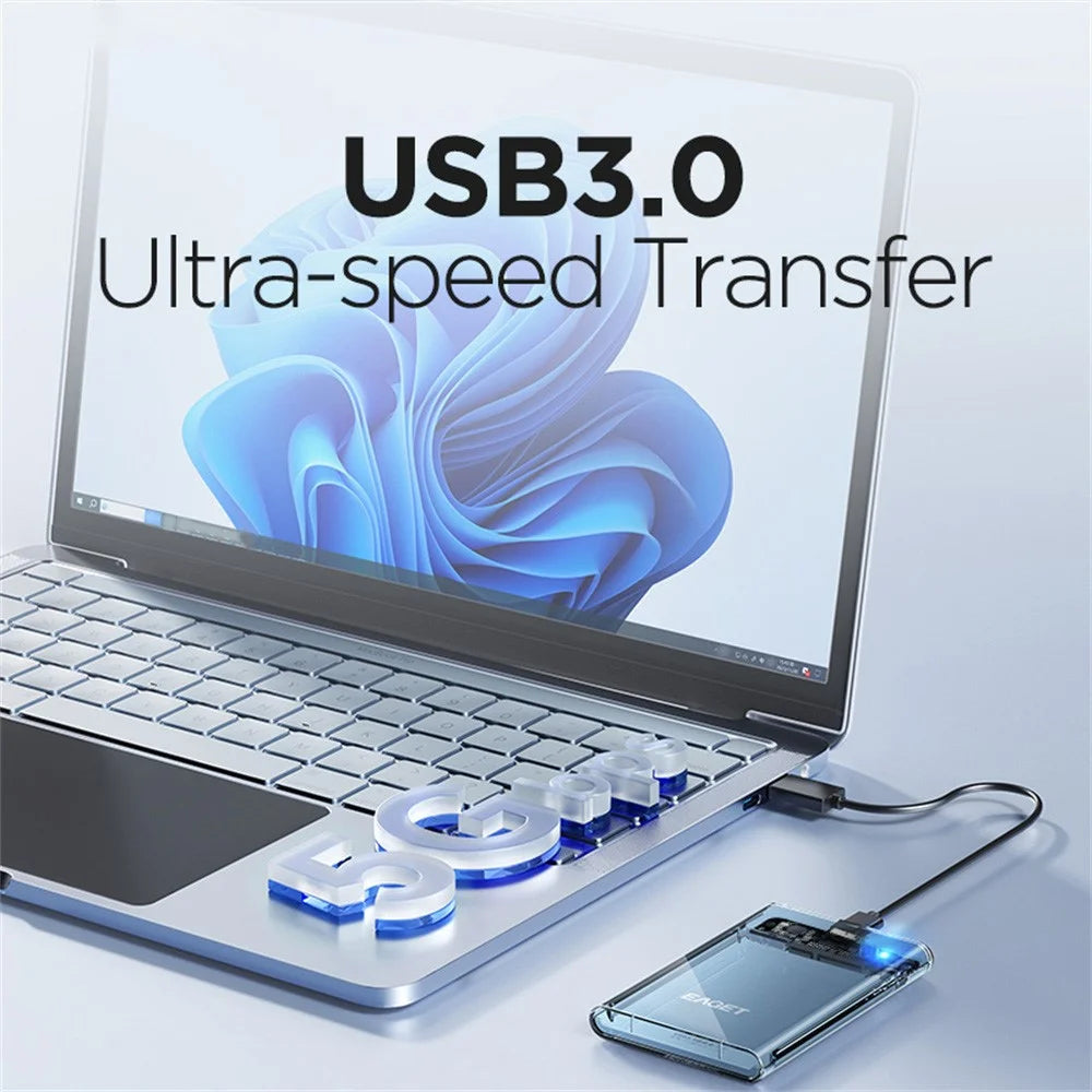 EAGET E15 2.5 Inch SATA SSD & HDD USB 3.0 External Hard Drive Enclosure Transparent PC Hard Drive Case - Transparent - 4