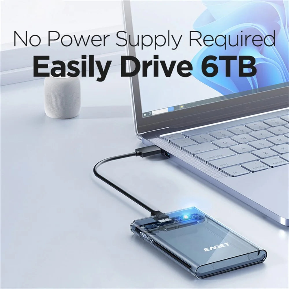EAGET E15 2.5 Inch SATA SSD & HDD USB 3.0 External Hard Drive Enclosure Transparent PC Hard Drive Case - Transparent - 5