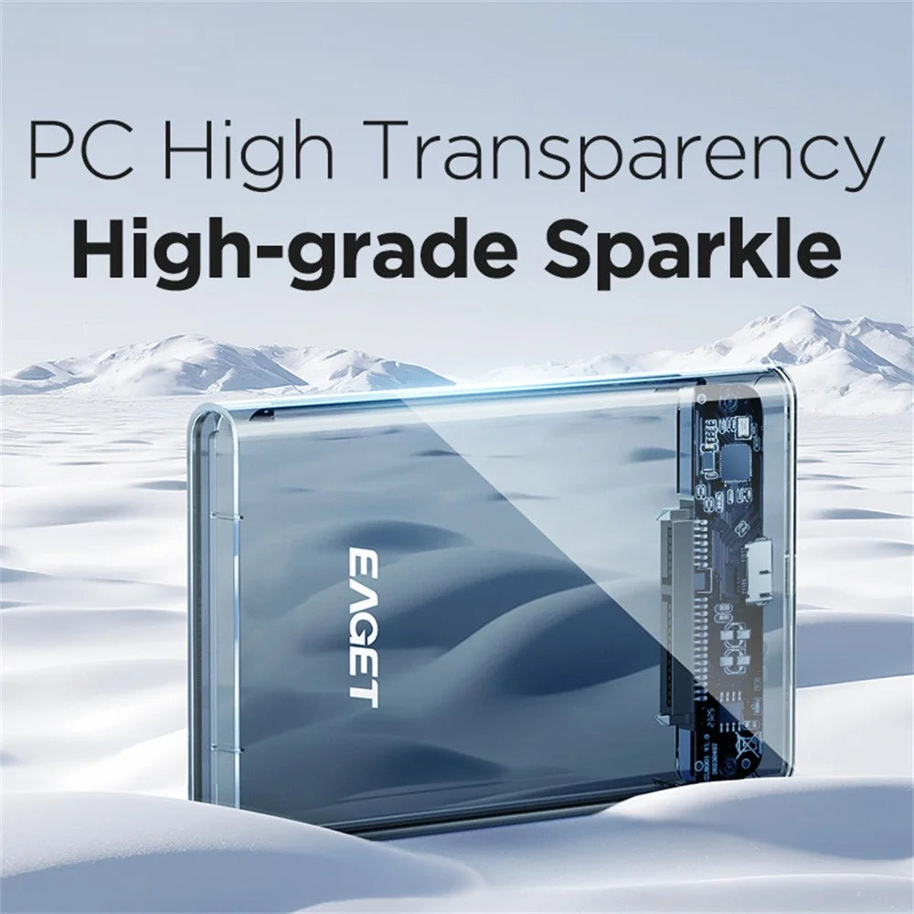 EAGET E15 2.5 Inch SATA SSD & HDD USB 3.0 External Hard Drive Enclosure Transparent PC Hard Drive Case - Transparent - 6