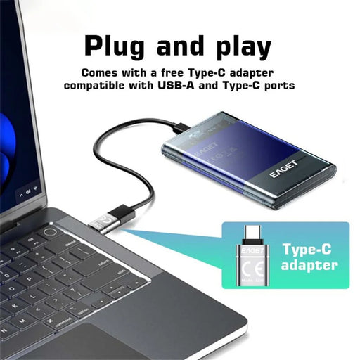 EAGET E16 2.5 Inch Portable External Hard Drive Enclosure USB 3.0 Type-C SATA SSD HDD Hard Drive Case - 2